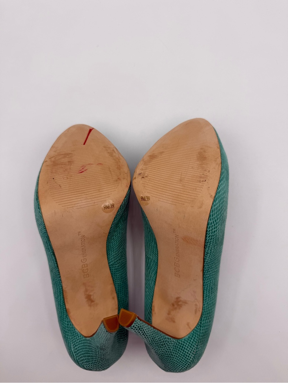 BCBGeneration Parade Platform Heels Teal Textured Pumps Stiletto High Heel Shoes - Picture 7 of 15